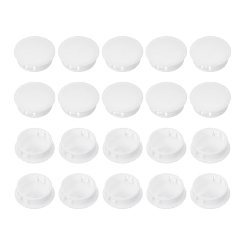 Image of PATIKIL 32 mm /1-1 /4 Plastic Hole Plugs, 20 Pack Flush Type Round Plug Snap in Hole Panel Tube Kitchen Cabinet Furniture Fencing Post Pipe Insert End Caps, White