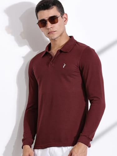 Image of Thomas Scott Men's | Solid | Full Sleeve | Regular Fit | Cotton Blend | Polo Collar | Casual Tshirt