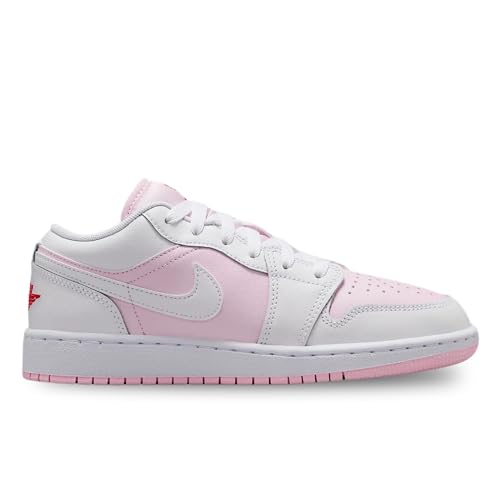 Air Jordan 1 Low Big Kids' Shoes (553560-608, Pink Foam/Fire Red/White)2