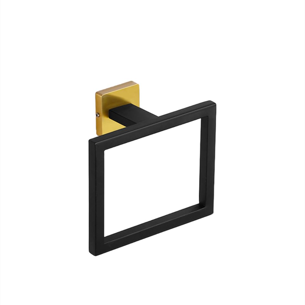 Soporte para toallas de pared y rollo que elimina el desorden del baño con estilo oro negro