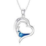 LABBAO Collar de playa de diamante para mujer, plata de ley 925, colgante de corazón, collar colgante de corazón, joyas de diamante cultivado en laboratorio, regalo para mamá y esposa, a, Diamante