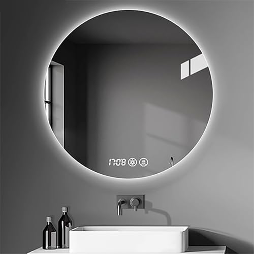Xxbbyubo Specchio LED Retroilluminato Bagno, 100/110cm Rotondo LED Specchio da Parete con Luci Naturale/Bianco/Caldo, Specchio Bagno Anti-Nebbia Dimmerabile(20in/50cm)