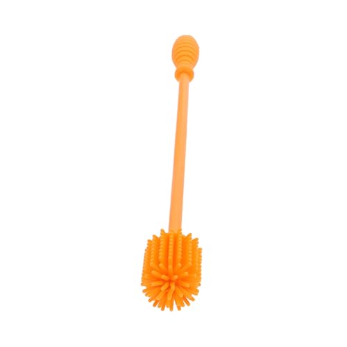 CONGARTENO Cepillo de Limpieza para Biberón con Mango de Silicona Flexible y Antideslizante para Botellas Jarras y Cristalería de Cocina Color Naranja