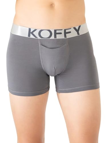 Image of KOFFY Men's Malleable Cotton Lycra Long Trunk with Minus Cutting Pouch I Wrinkle Free I Moisture Wicking Technology