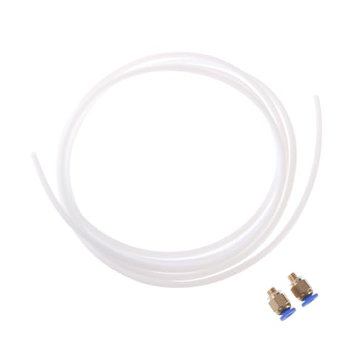 BUGUUYO 2 Meters Ptfe Tube with 2 Connectors for 3d Printer Bowden Hotend 1.75mm High Low Temperature Resistant Replacem