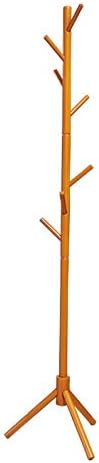 VIGAN Solid Wood Hanger Standing Coat Rack Clothes Hanging Hanger Bedroom Drying Rack (Brown)