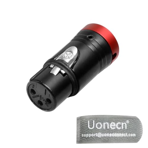 Connecteur XLR femelle 3 broches profil bas rouge Uonecn avec clé