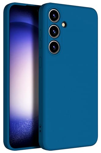 Image of Kapa Matte Protective Lens Flexible Back Cover for Samsung Galaxy S24 | Slim Silicone with Soft Lining Shockproof Full Body Bumper Case (Blue)