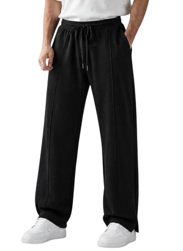 Image of ENDEAVOUR WEAR Men's Baggy Oversized Track Pants | Premium Cotton Rich Fabric | Straight Loose Fit Non-Cuffed | Gym, Streetwear & Casual Comfort Track Pants Lounge Pants