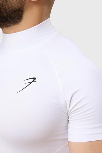 Image of Men Half Sleeves Slim Fit Compression High Neck Sports and Gym Tshirt