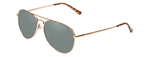 Coyote Classic II Metal Pilot Polarized BiFocal Sunglasses +1.50 Gold Brown/Grey Men Women Trendy Sunglass Readers Designer