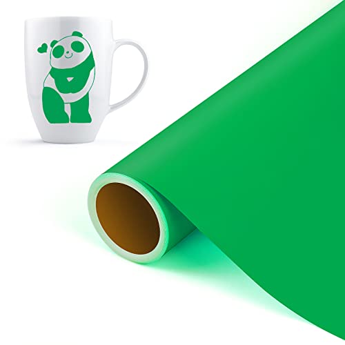 Juspota Rouleau Vinyle Adhésif - 30.5x305cm Feuilles Vinyl Autocollant Pour Plotter de Découpe, Film Pour Cricut et Silhouette Cameo, Cadeaux de Bricolage, Fenêtre, Céramique, Plastique,Tasse, Vert