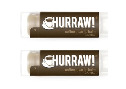 Hurraw! Coffee Bean Lip Balm, 2 Pack: Organic, Certified Vegan, Cruelty and Gluten Free. Non-GMO, 100% Natural Ingredients. Bee, Shea, Soy and Palm Free. Made in USA