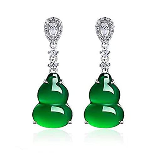 SALAN Pendiente De Diamante Esmeralda De Joyería De Color Plateado 925 para Mujer, Piedra Preciosa De Jade Verde Bizuteria, Pendiente De Esmeralda De Granate De Joyería 925