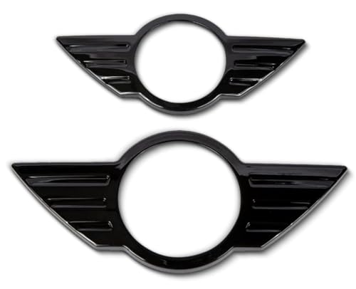 Front & Rear Glossy Black Emblem Badge Cover Compatible with R60 Mk1