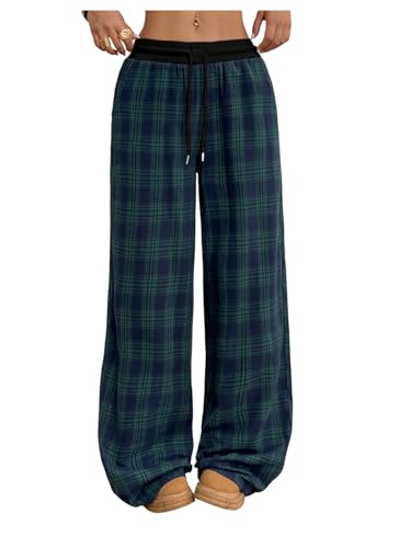 Image of SOLY HUX Women's Plaid Checkered Pants Flannel Pajama Pants with Pockets