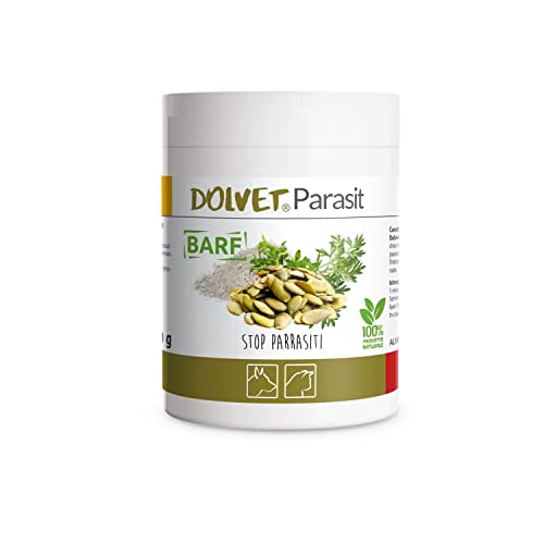 Dolvet Parasit Vermifugo per Cani e Gatti 70 grammi, Formulazione naturale sverminante, Combatte i Parassiti e Vermi dell'Intestino - Linea BARF