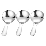 TEHAUX 3 Stück Mini Löffel aus Edelstahl Kurze Griffe Kleine Runde Dessert Kaffeelöffel Robust und Vielseitig für Zucker Eis Tee Outdoor und Haushalt Geeignet