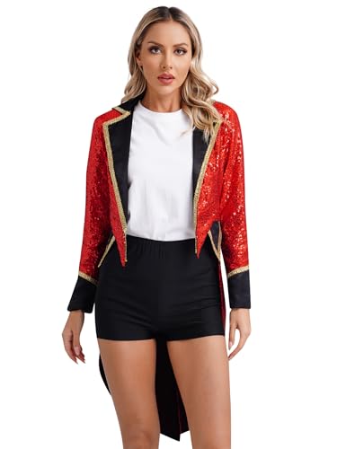 Uniforme de dompteur tipo disfraz de circo para mujer con chaqueta de lentejuelas elegante
