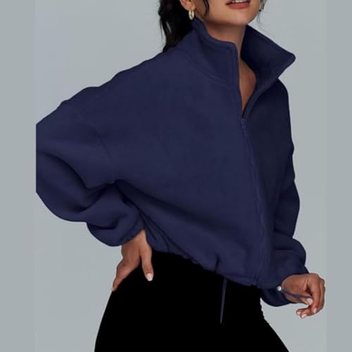 Catalpalev Y2K zipper solid color plus size sweater solid color loose stand-up cardigan casual long sleeve vintage jacket3