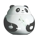 SAFIGLE Keramik Tee Vorratsdose Panda Mini Luftdicht mit Deckel Retro Teedose Aufbewahrung für Losen Tee und Süßigkeiten Multifunktionale Deko Vorratsglas für Küche und Geschenk