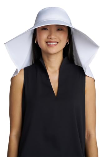 Women's Full Coverage Hat - UPF 50+ Sun Protection - Anastasia Elegant in White