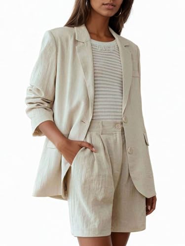 Mina Self Linen Blazer for Women 2025 Summer - Full-Lined Oversized Lightweight Casual Work Business Fashion Trendy Pockets4