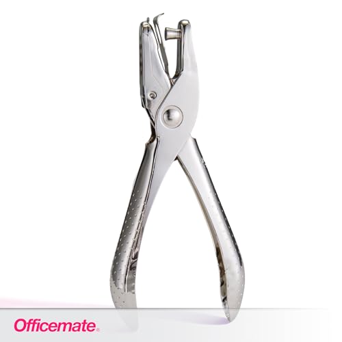 Image of Officemate Single Hole Punch - 5 Sheet Capacity, Nickel Plated Hand Punch, 0.25-Inch Hole Size Paper Puncher, Silver, 12-Pack