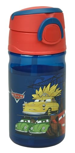 OM SUPPLIES Cars Characters Reusable Sipper Water Bottle Drink Bottle with built-in handle for Easy Carry School Lunch Kids Childrens 350ml (Cars)