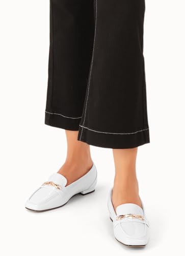 Image of Oh Mispares Womens Loafers Square Toe Low Heel Penny Loafers Fashion Comfortable Slip on Flats Casual Dressy Shoes for Women Work Office Patent Leather