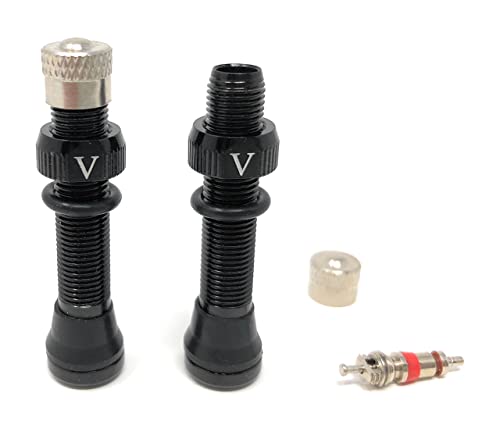 VeloTubes Tubeless Schrader Valves - 40mm Black