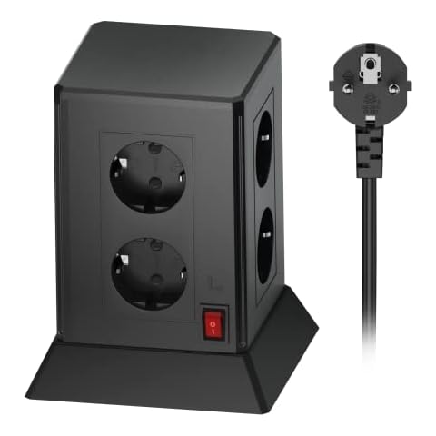 Regleta Enchufes con 8 Tomas Schuko y 2 Interruptores Cover