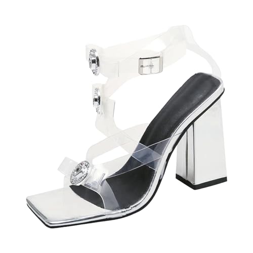 Sandales de printemps bout ouvert pour femme ornées de strass lumineux de saison