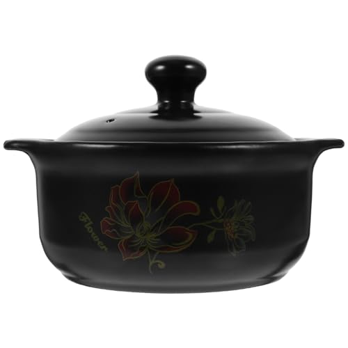 Veemoon Cazuela de Gruesa para Estofado de Pollo y Sopa Resistente Altas Temperaturas con Tapa Olla para Guisar y Arroz para Cocina Doméstica y Uso Fuego Abierto Capacidad para Personas