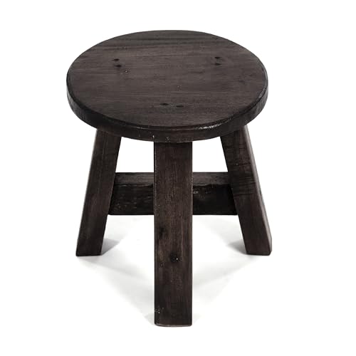 Tabouret en bois rustique d'acajou massif authentique