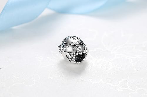 Abalorio de calavera de plata de ley 925 con circonitas para pulsera Pandora 3