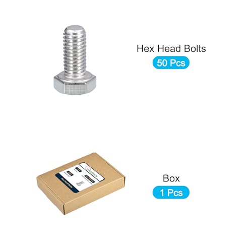 Image of METALLIXITY Hex Bolts (M8-1.25x20mm) 50Pcs, 304 Stainless Steel Coarse Fully Threaded Hex Head Screw Bolt Machine Screws - for Furniture Repair, Silver