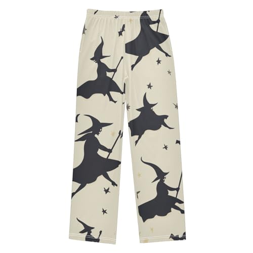 ZZXXB Halloween Witch Boys Long Pants Soft Trousers Elastic Waist Kids Lounge Bottoms with Pockets S-XL