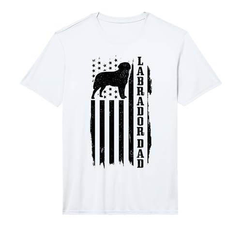 Mens Lab Dad Vintage American Flag Patriotic Labrador Performance T-Shirt