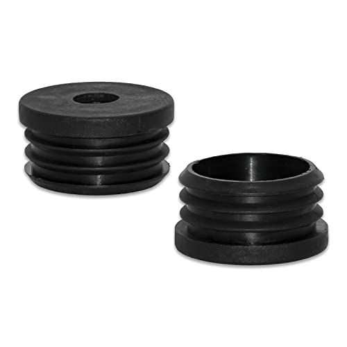 Image of Flyshop Black M8 Threaded Plastic Plugs Round Tube End Caps Tubing Plugs Inserts Furniture Glider 30 mm Diameter 4 Pcs