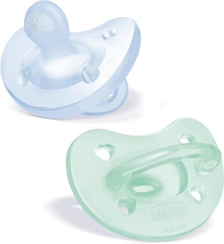 Image of Chicco PhysioForma Orthodontic Pacifier for Babies 0-6 Months, 100% Soft Silicone, BPA Free & Breathing Support, with Sterilizing Case, Light Blue /Green, 2 Count (Pack of 6)