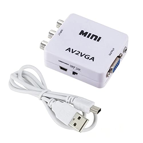 MOHAN88 Convertisseur vidéo AV2VGA, Mini convertisseur vidéo Haute définition AV2VGA AV RCA CVBS vers VGA Adaptateur vidéo HDTV convertisseur vidéo Cover