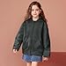 girls athletic jacket Girls Zip up Hoodie Trendy 2025 Cute Oversized Zipper Sweatshirt with Pocket Kids Fashion Winter Clothes Dark Gray 13 Years