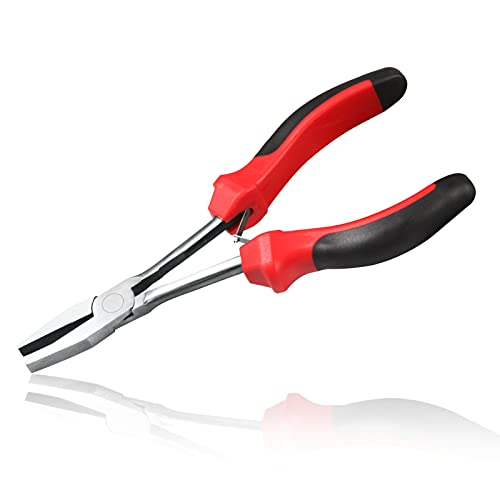 Image of Mini Long Reach Flat Nose Pliers Smooth Jaw 6.5-Inch Duckbill Pliers Long Reach Plier for Hard-to-Reach Areas, Jewelry Making Tool for Jewelry Making Wire Bending Straightening Wire