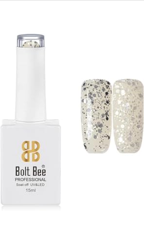 Image of BOLT BEE 15ML Gel Nail Polish 1Pc Clear Pink Glitter Nail Polish Soak Off UV LED Nail Gel Polish Nail Art Starter Manicure Salon DIY at Home, 0.5 OZ (1) (81)