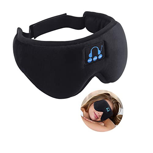 DoubleCare Ecouteur Masque, Casque Bluetooth 5.0 pour Masque de Sommeil, ecouteurs 3D sans Fil, Cache-ail en Forme de Musique de Voyage, avec Haut-Parleur Stereo HD Ultra-Plat(blinder)