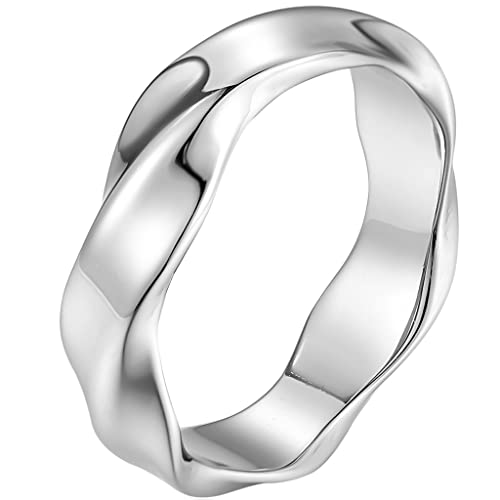 Jude Jewelers 6mm Stainless Steel Simple Plain Twisted Wave Braided Wedding Band Ring