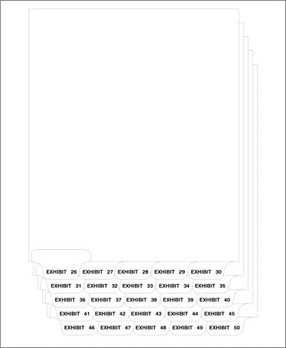 Compatible Letter Size Bottom Tab Dividers, Collated Legal Dividers Exhibit 26-50 Tabs Set, 2/Set Minimum