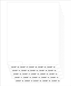 Compatible Letter Size Bottom Tab Dividers, Collated Legal Dividers Exhibit 26-50 Tabs Set, 2/Set Minimum