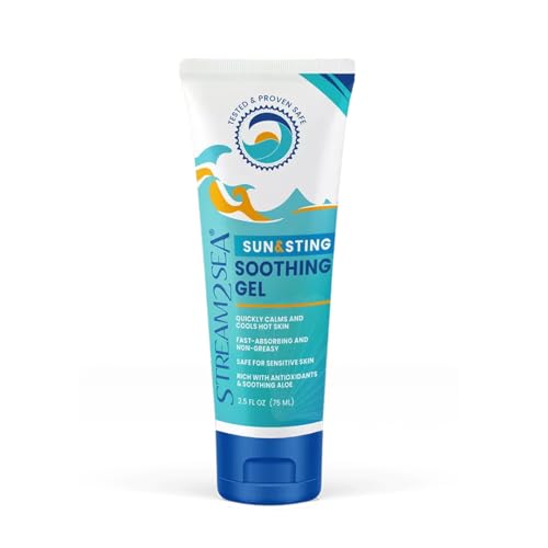 STREAM 2 SEA After Sun and Sting Relief Aloe Vera Soothing Gel For Sensitive Skin, 75 ml Paraben Free Cooling Gel For Sting, Bug Bites and Sunburn Relief With Aloe Vera and Green Tea
